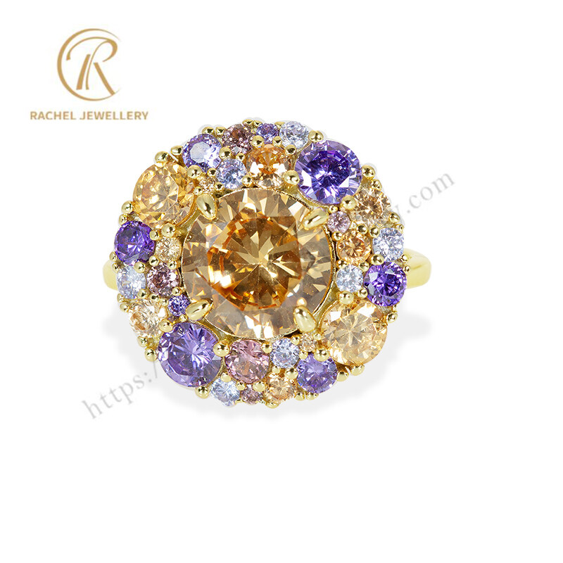 Sparkling Color Stone Combination 925 Fashion Ring