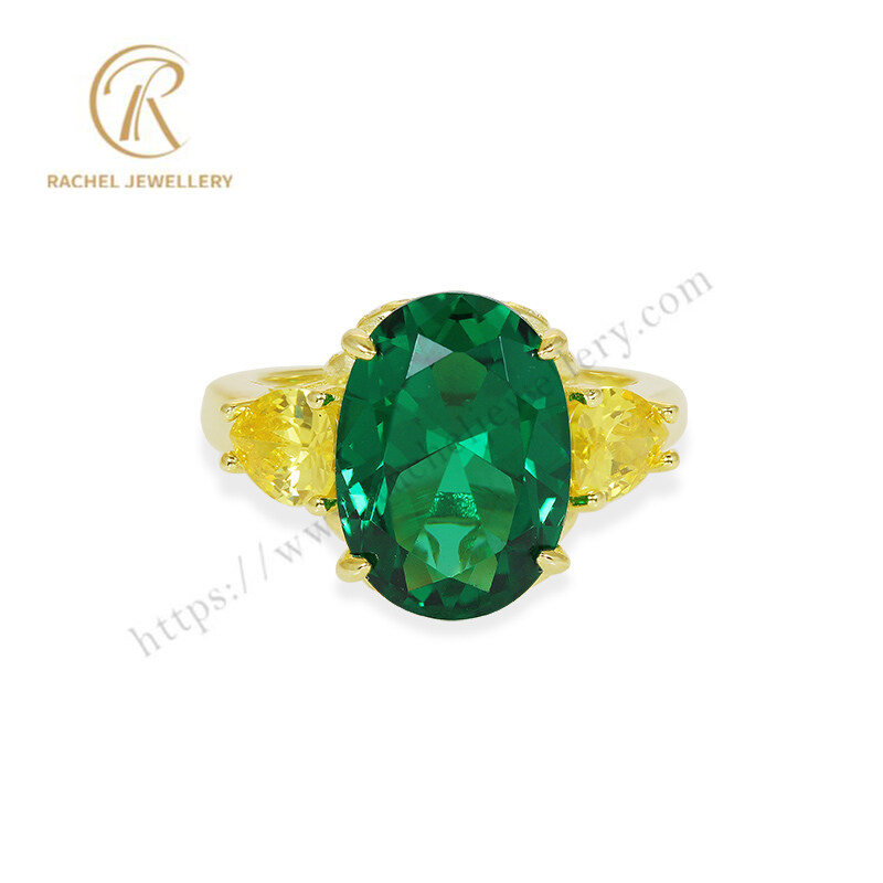 Big Emerald Green High Level Craft 925 Sterling Ring