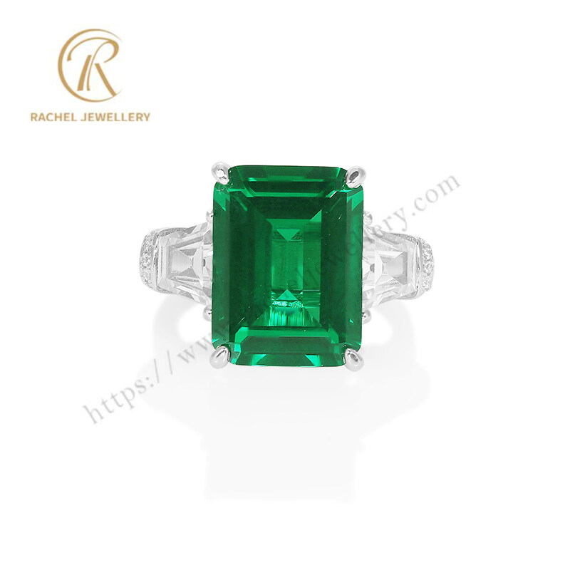 Green Emerald Stone Silver Jewellery Wholesale 925 Ring