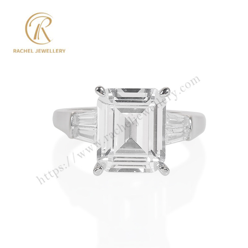 Custom Factory Wholesale Elegant White Zircon 925 Silver Ring