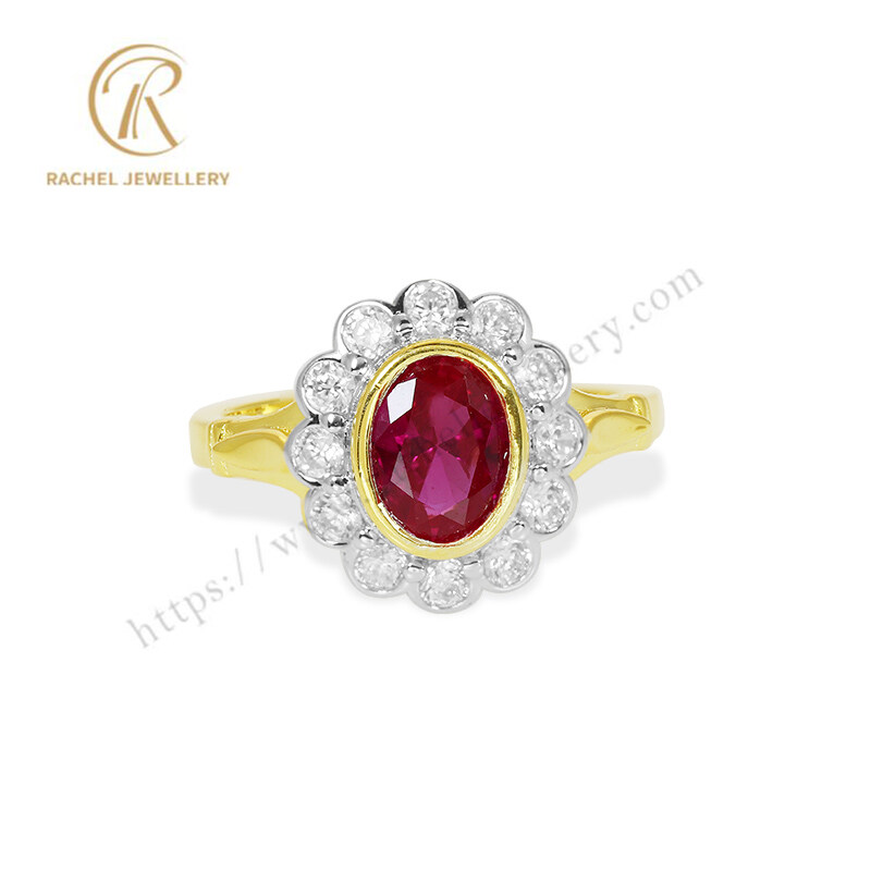 Ruby White CZ  Two Tone Plating Original Factory Silver Ring