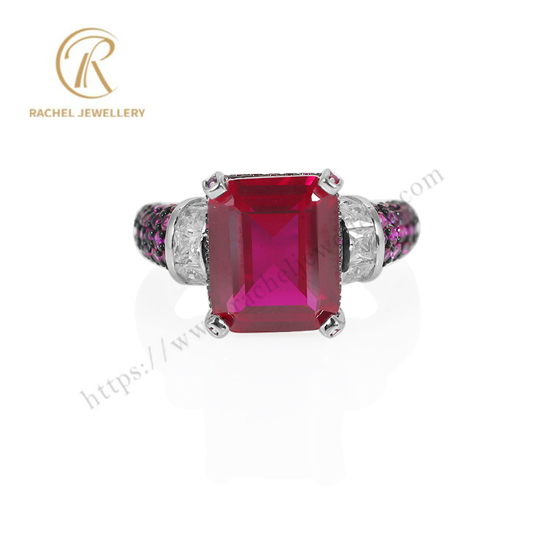 High Quality Ruby White CZ Custom Silver Jewellery Sterling Ring