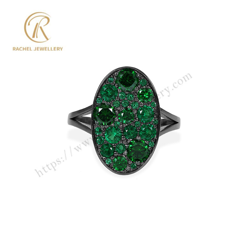 Green Zircon Light and Dark Color Combination Fashion 925 Ring