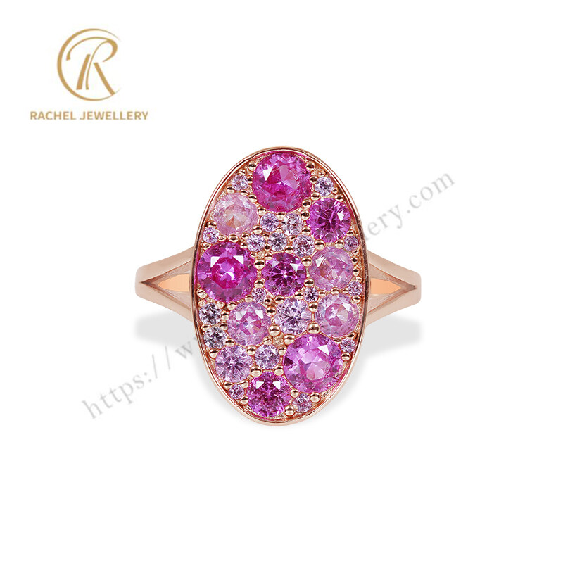 Ruby Pink Color CZ Combination Wholesale 925 Silver Ring