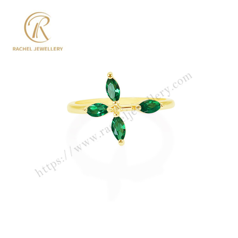Marquise Green CZ Simple Design 925 Silver Jewelry Wholesale Ring