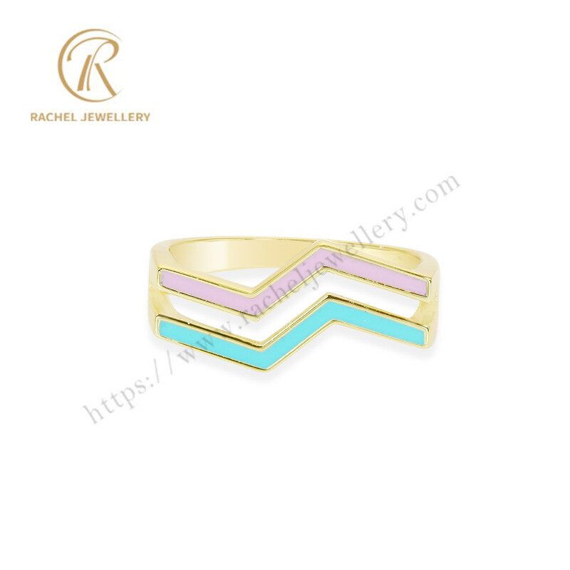 Multi Color Enamel Simple Style Silver Jewellery Sterling Ring