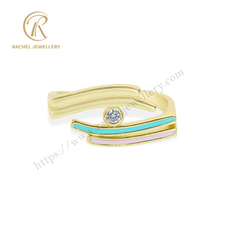 White CZ Enamel Color Original Style Custom Silver Jewelry Ring