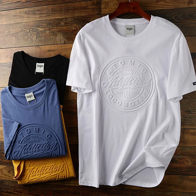 Wholesale Election Cotton Polyester Heavy Weight Overruns Blank Plain 3D Embossed Custom Oversized T-shirt