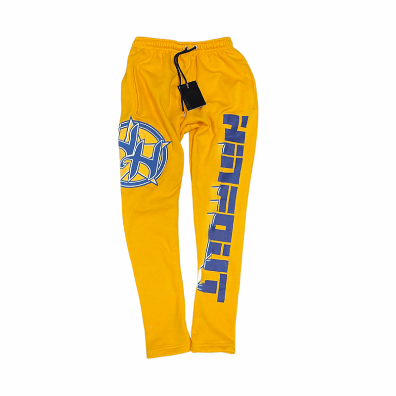 Logotipo de logotipo streetwear hojaldre pantalones de chándal 100% algodón lana deportiva jogger pantalones apilados para hombres
