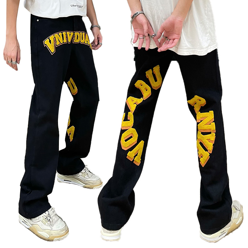 Logotipo personalizado Chenille Bordado Casual Jogger Ring Track Pants para Man Fall Men's Pants