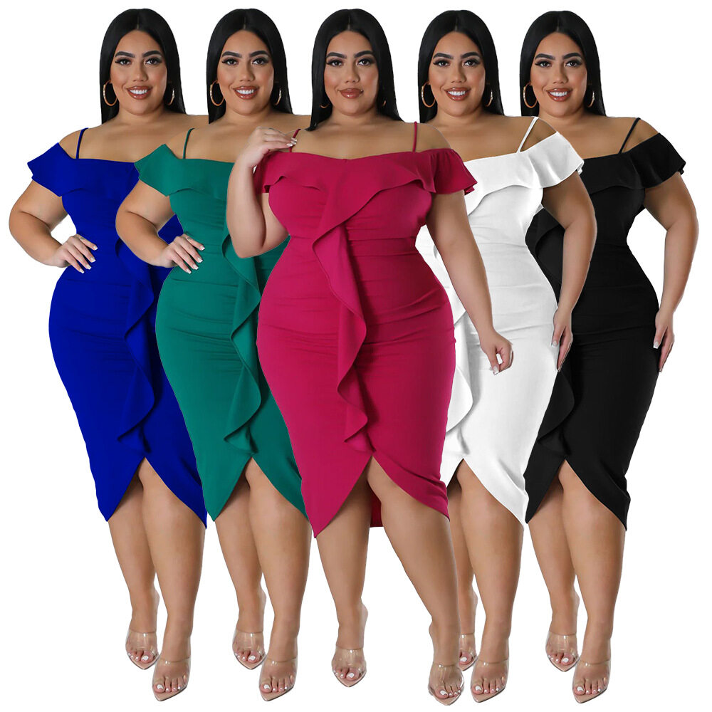 Solid Color Plus Big Size Dress Women MIDI Skirt
