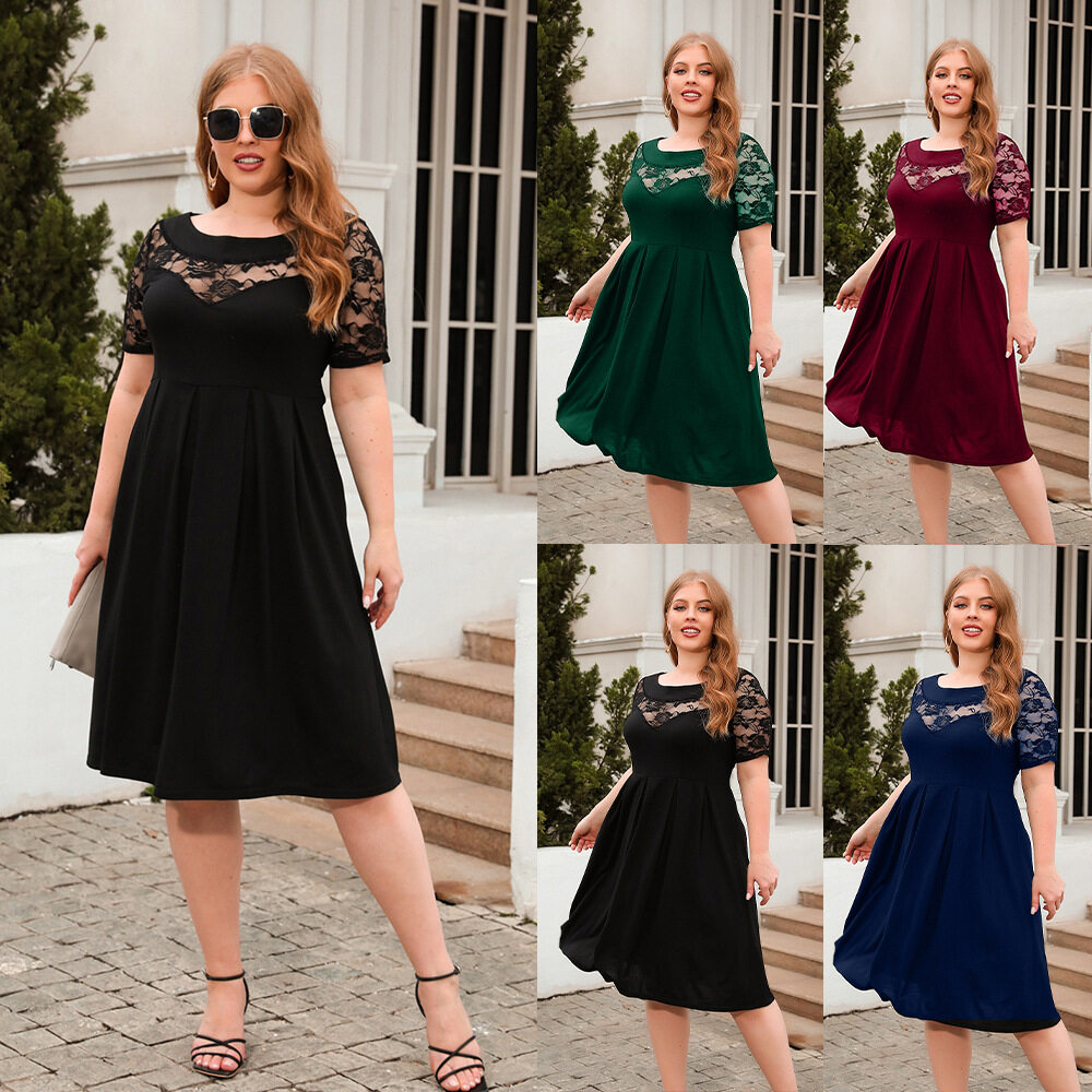 Summer Elegant Lace Casual Plus Size Women Maxi Dress