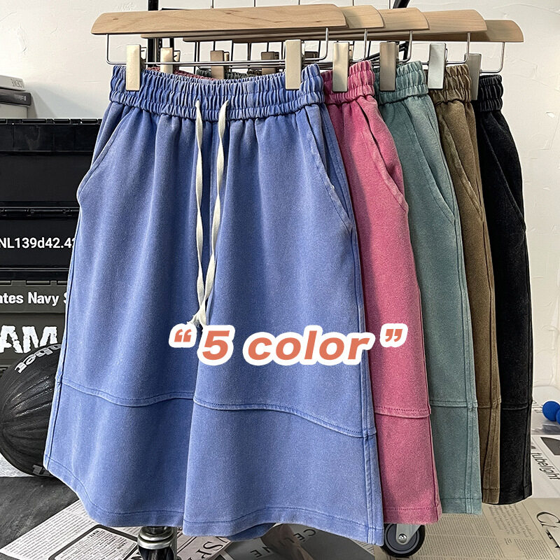 Wholesale Cheap Vintage Plain Acid Wash Cotton Men Sweat Shorts