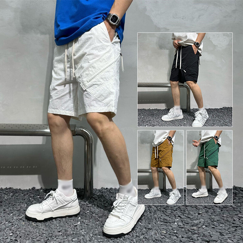 Quick Dry Solid Color Loose Cargo Nylon Men Shorts