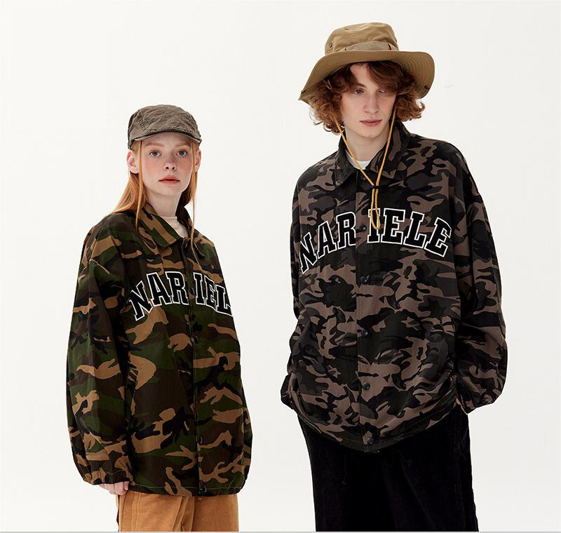 Fashion Wholesale Baseball Boyfriend Custom Women Men's Camo Design Varsity Jacket-copy