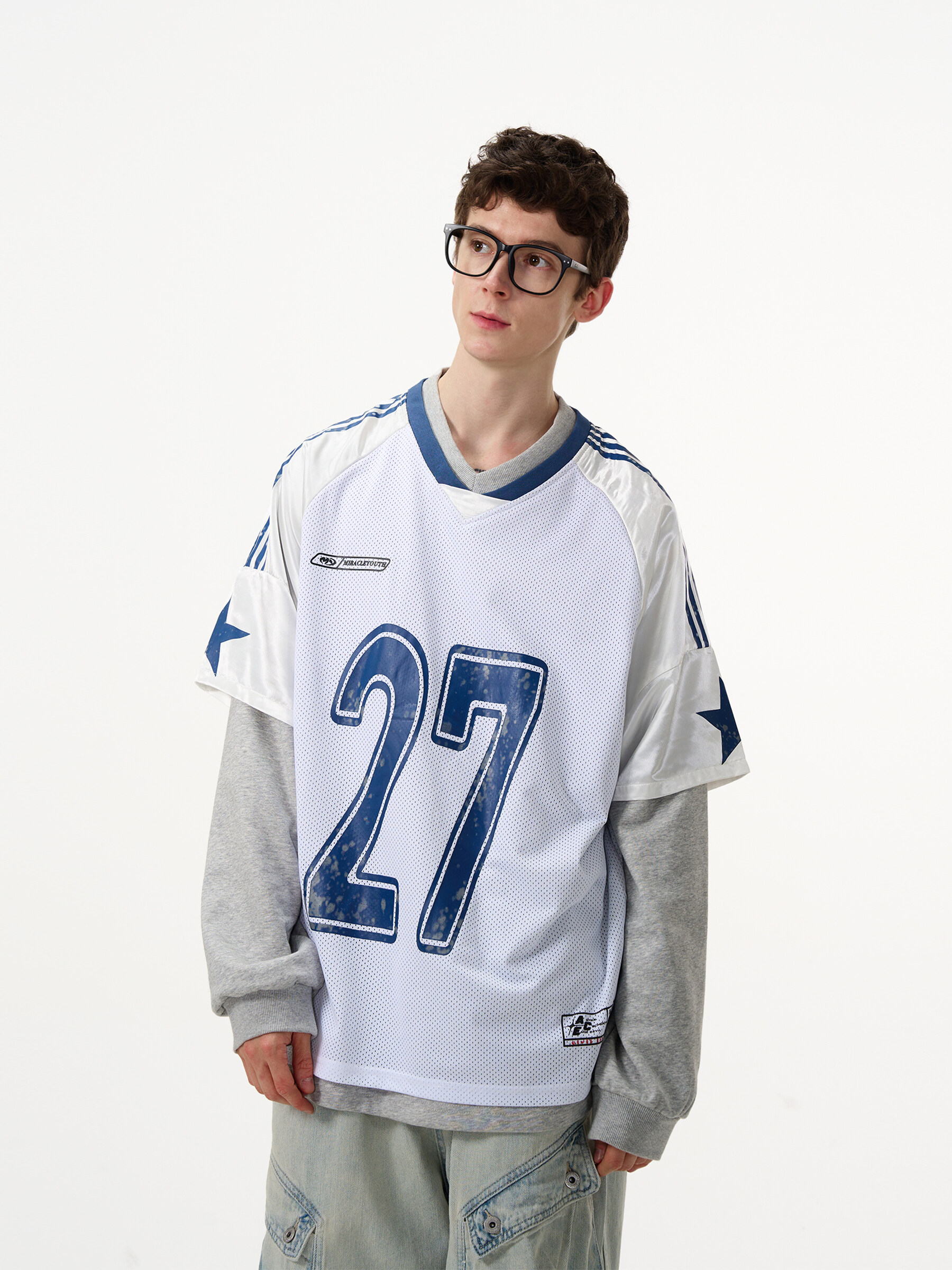 Football Jersey Mesh Double Layer Long Sleeve T-Shirt