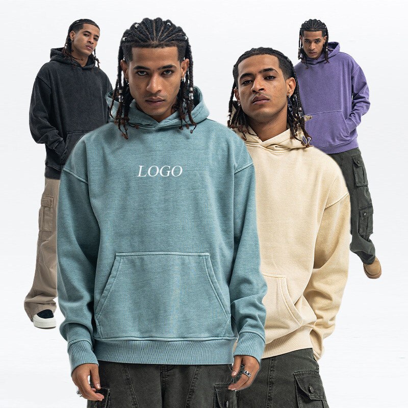 Plain Boxy Men Pullover Hoodie