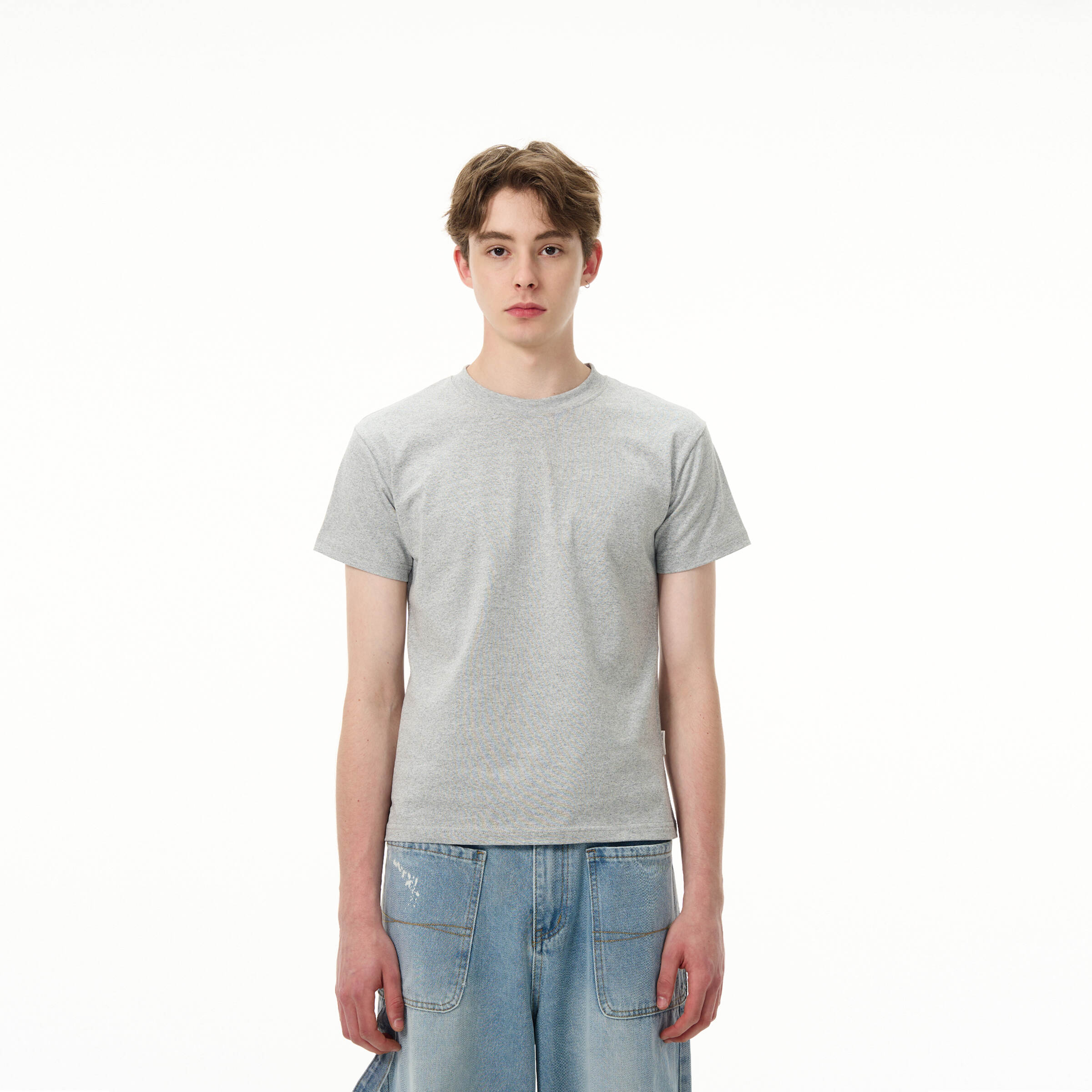 Solid Color Slim Fit Cropped T Shirt