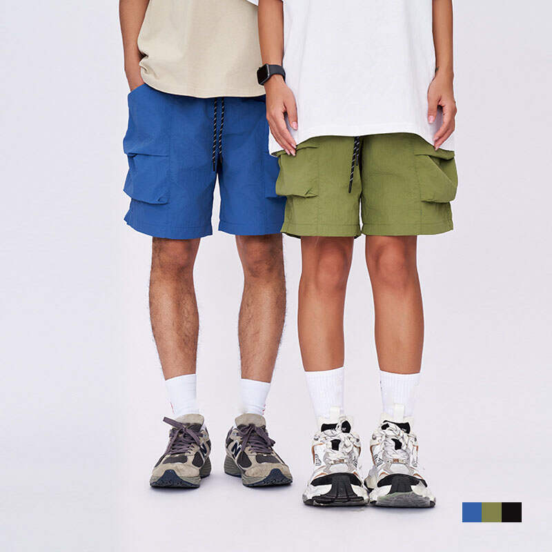 Solid Color Cargo Nylon Shorts Unisex