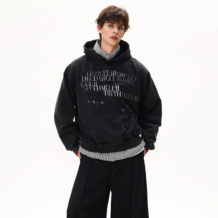 Heavyweight Acid Washed Vintage Screen Printing Pullover Boxy Hoodie