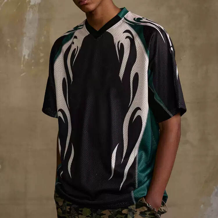 Sport Color Blocking Printing Design Mesh Jersey Soccer T-shirt