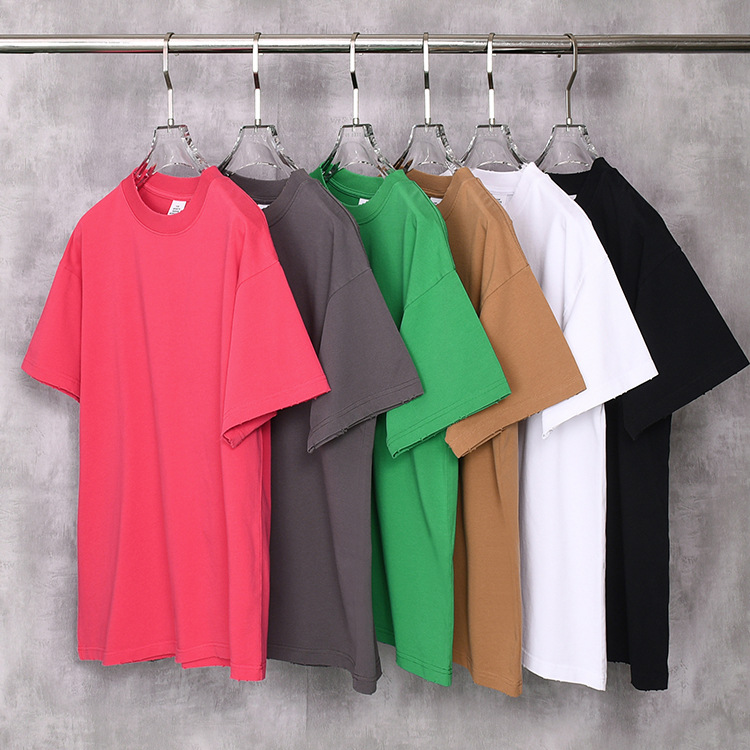 Blank Sold Color Heavyweight Thick Collar Short Sleeve Pullover Unisex T Shirt