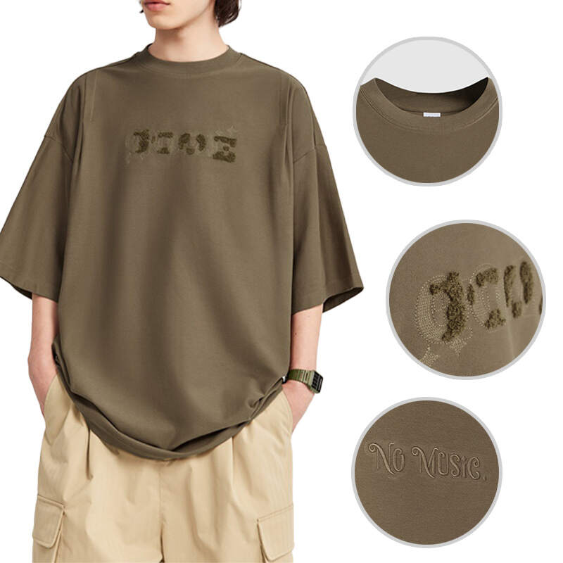 Chenille Embroidery Over Size Pullover Men T-shirt
