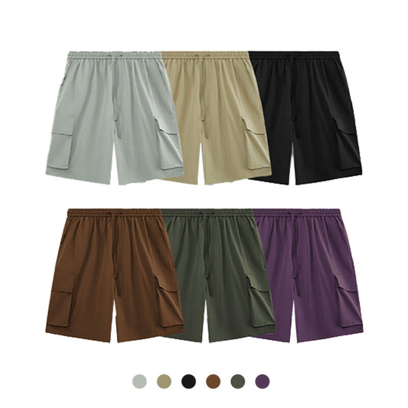 Elastic Waist Blank Multi Pocket Cargo Short