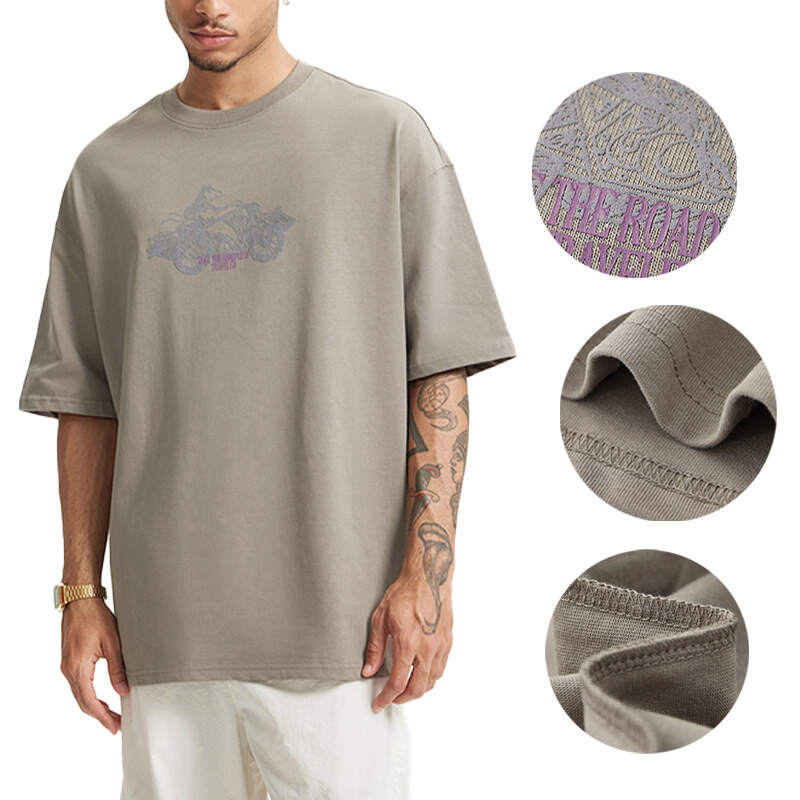 Round Neck Oversized Puff Printing Design T Shirt