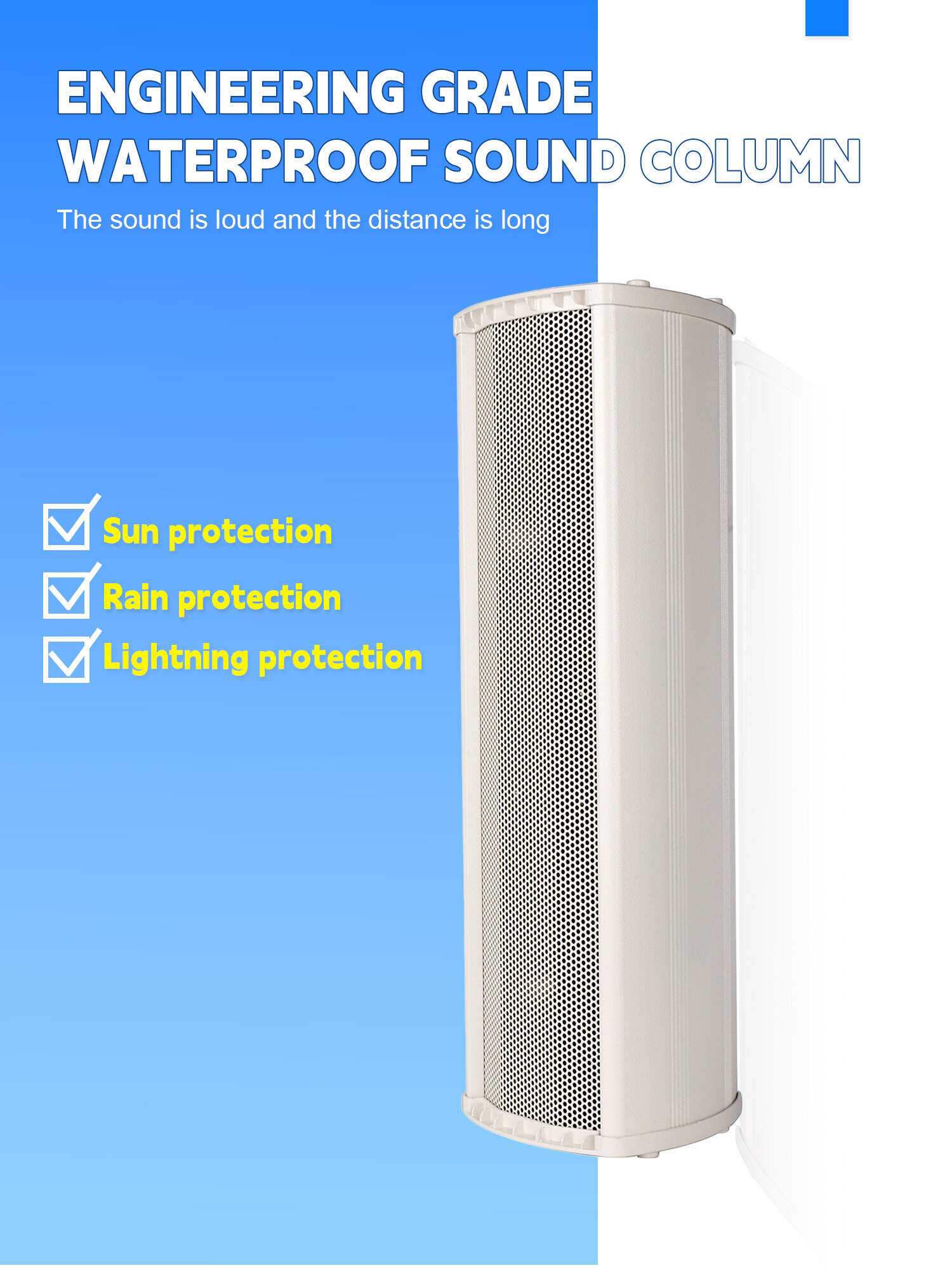 column speaker，5.25 inch subwoofer speaker，waterproof speaker，5 inch 60W tweeter outdoor waterproof column speaker，Long sound transmission distance，High bass outdoor waterproof column speaker