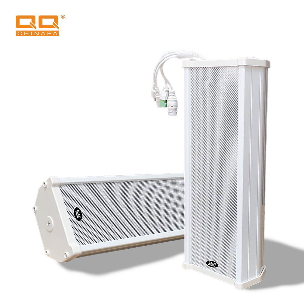 SIP POE Wall Column Speaker Support for SIP protocol and ONVIF protocol equipped with two low frequency speakers and a high frequency speaker driver unit outdoor sound post; IP65 protection grade; Network port 10/100Mbps; Support automatic configuration; Support G.722 broadband HD voice coding; Support MP3 sound quality; 3*4inch woofer + 1 25inch HF unit, frequency response range 100HZ-20khz,  power supply:  DC24V/2A/30W, POE support, working temperature -30℃-70℃;