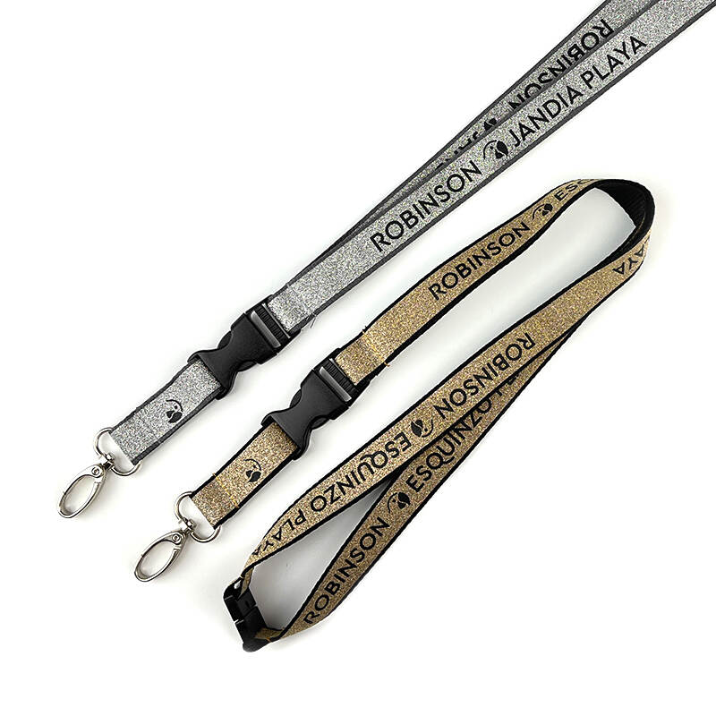 Bulk Glitter Lanyard Custom Gold Silver Glitter Lanyard With Logo Neck Strap Lanyard With ID Card Holder