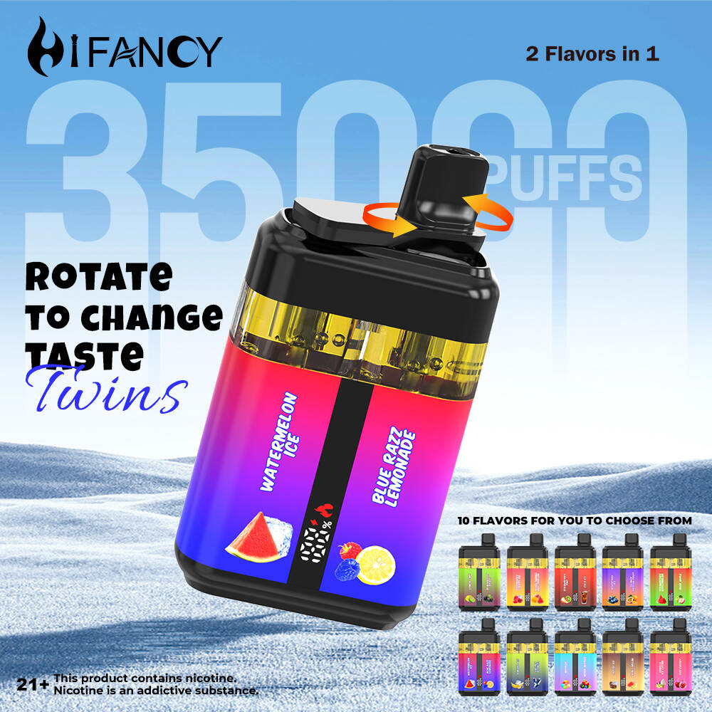 HIFANCY TWINS 35K, dual flavor vape, 35000 puff vape, large puff disposable, wholesale HIFANCY vape