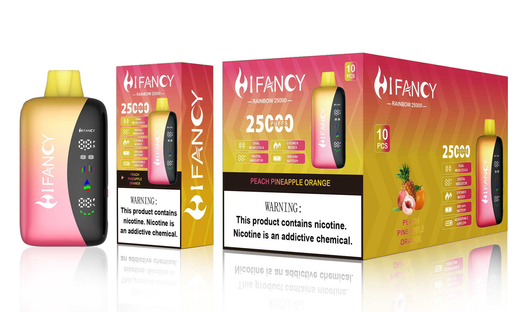 Hifancy Rainbow 25000, kertakäyttöinen vape-kynä, tukkumyynnin e-savuke, ladattava vape, hedelmäinen maku vape