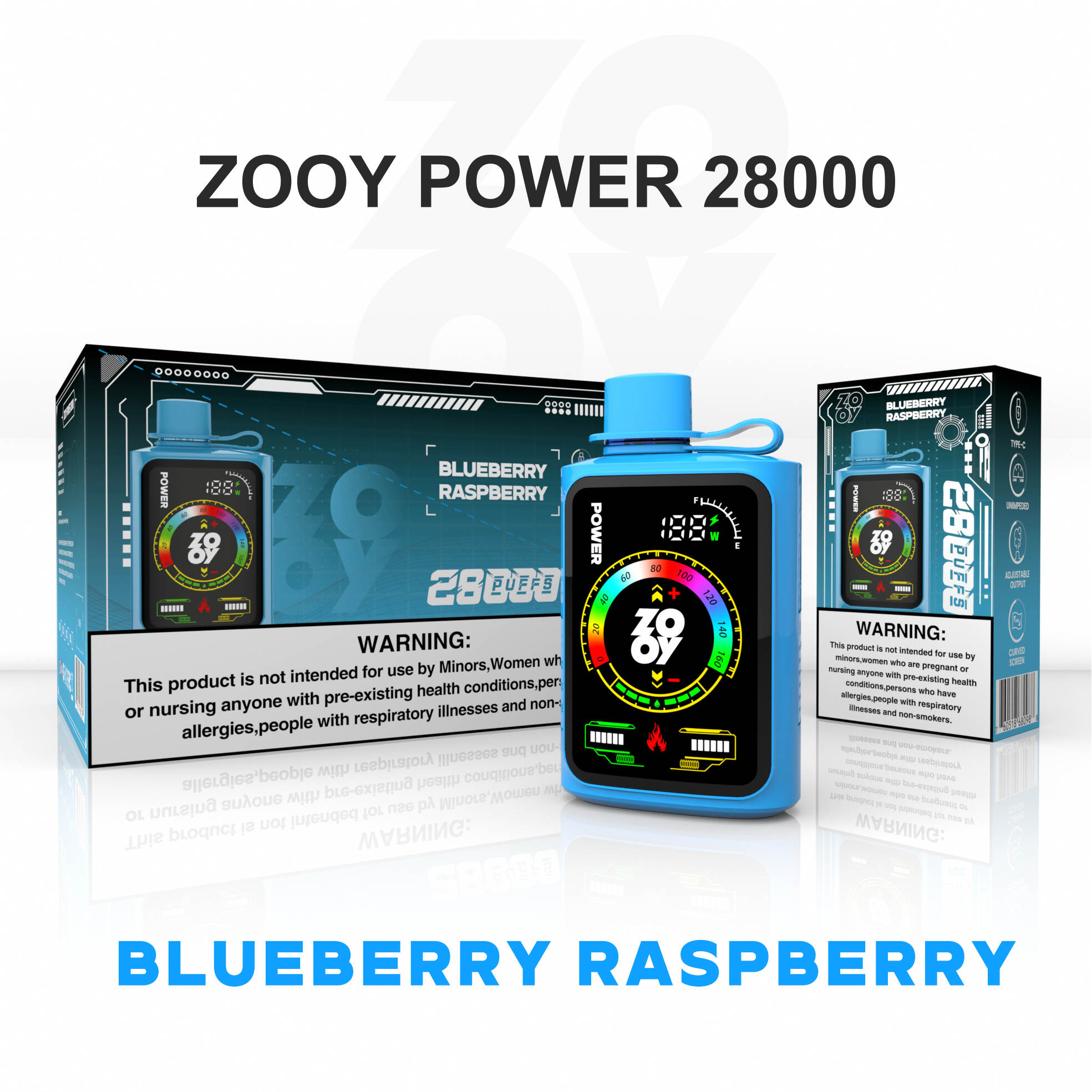 ZOOY Disposable Vape  POWER 28000 Blueberry raspberry Packaging DE
