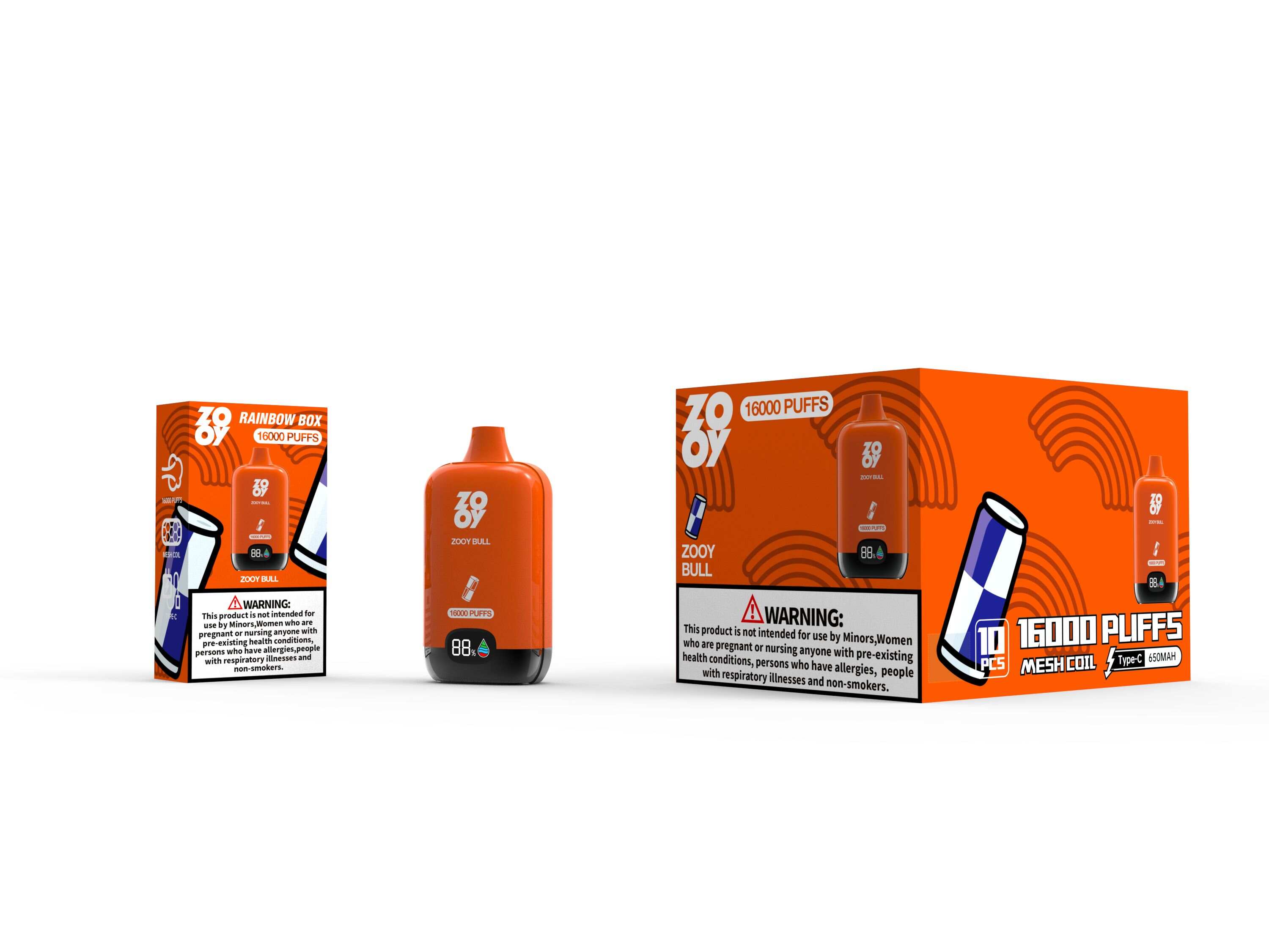 ZOOY Disposable Vape RAINBOW 16000 Zooy Bull (red bull) Packaging DE