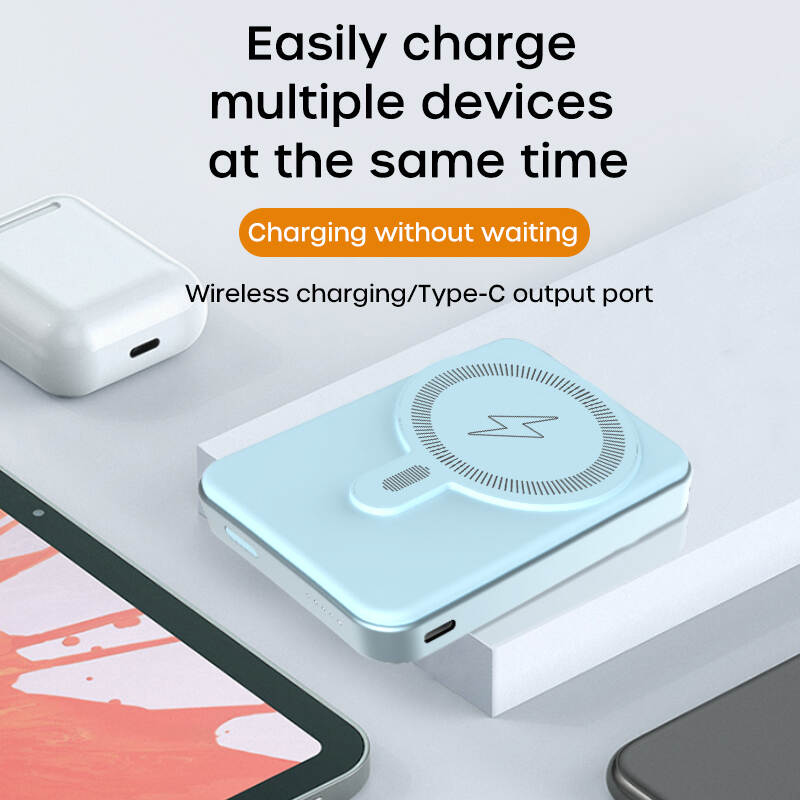 Multifunctional Power Bank 15W Fast Charging 5000mAh Battery Capacity Portable Charger Mini Stand Magnetic Wireless Charging Wireless Power Bank Travel Charging Solution Efficient Charging Device Smart Charging Accessory