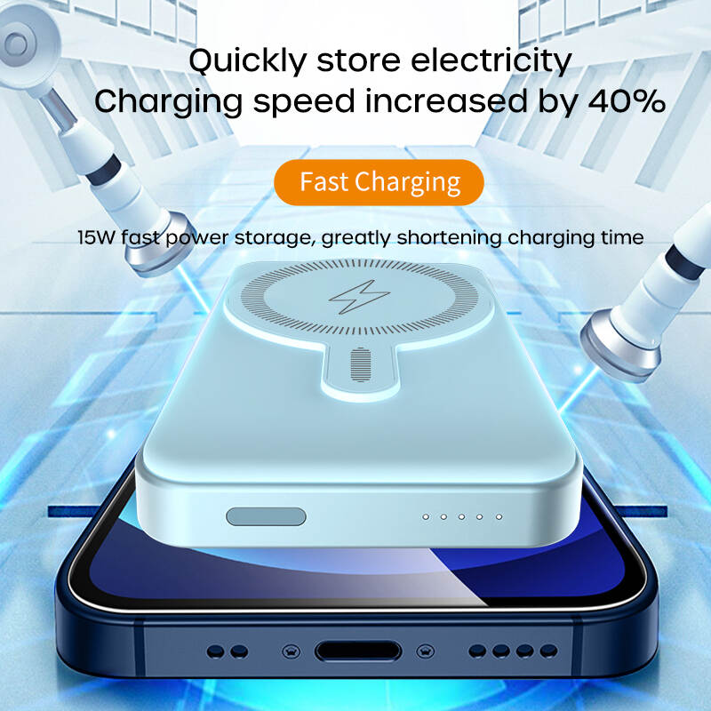 Multifunctional Power Bank 15W Fast Charging 5000mAh Battery Capacity Portable Charger Mini Stand Magnetic Wireless Charging Wireless Power Bank Travel Charging Solution Efficient Charging Device Smart Charging Accessory