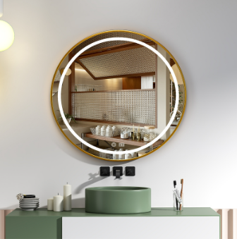 Gold frame vanity led mirror