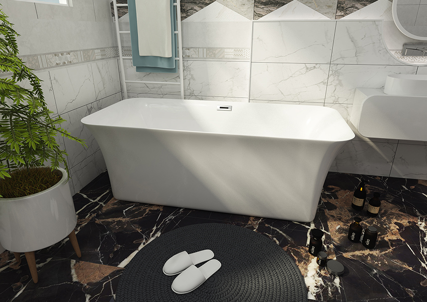 Rectangular Sloping Free Standing Bathtub