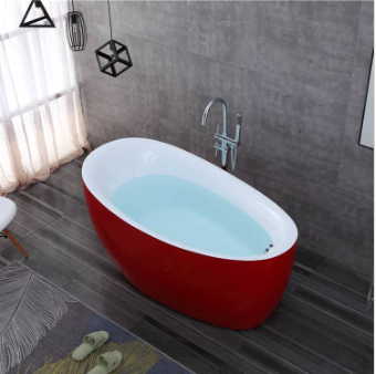 Red And White Free Standing Bathtub