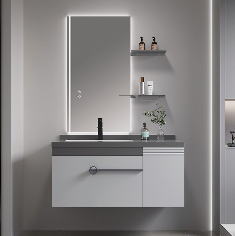 Grey Counter Aluminum Bathroom Cabinet