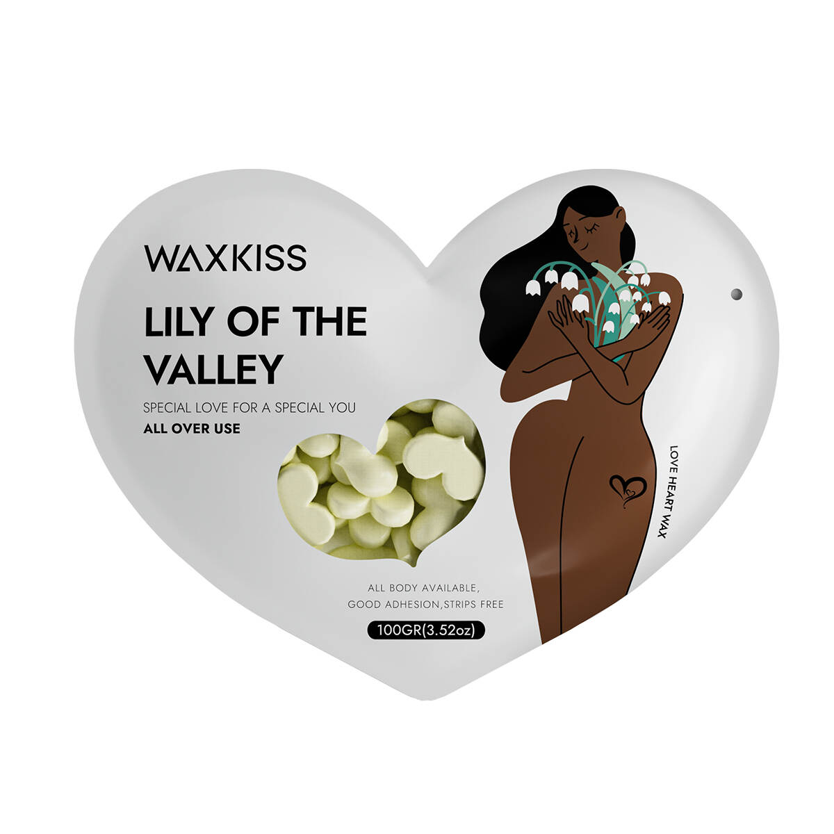 love heart wax, 100g wax beads, hair removal wax, decorative wax beads