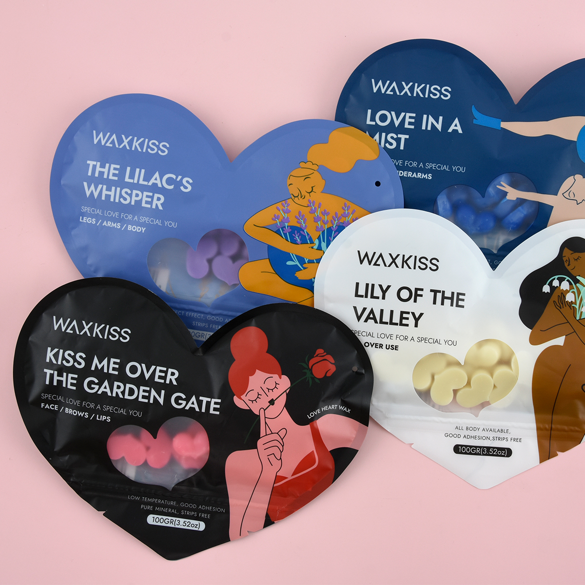 love heart wax, 100g wax beads, hair removal wax, decorative wax beads