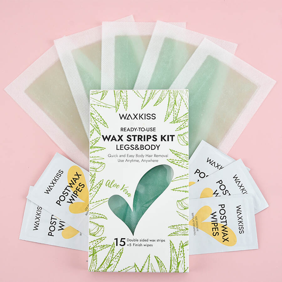 wax strips kit, ready to use wax strips, legs and body waxing, hair removal kit