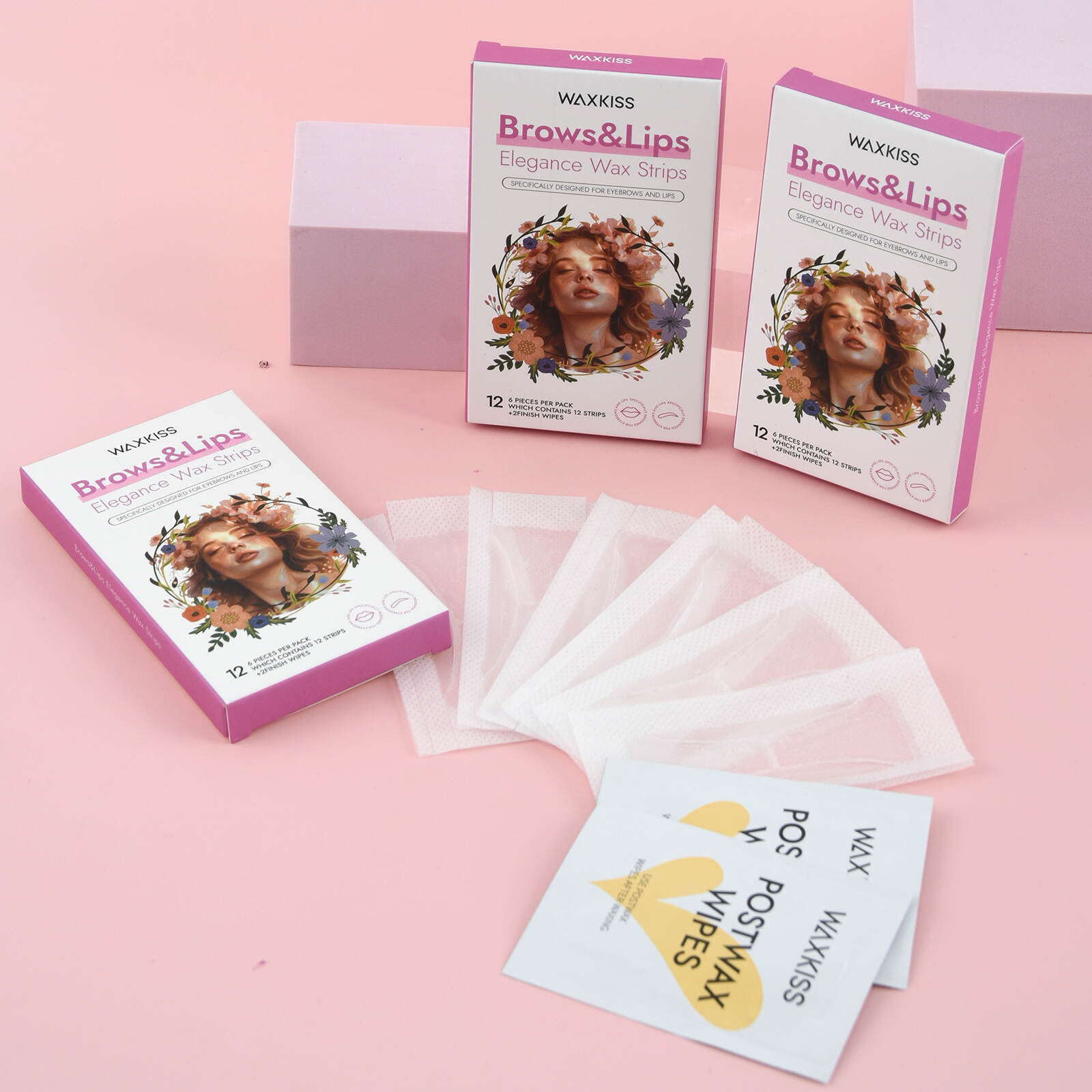 brows wax strips, lips wax strips, elegance wax strips, facial hair removal strips