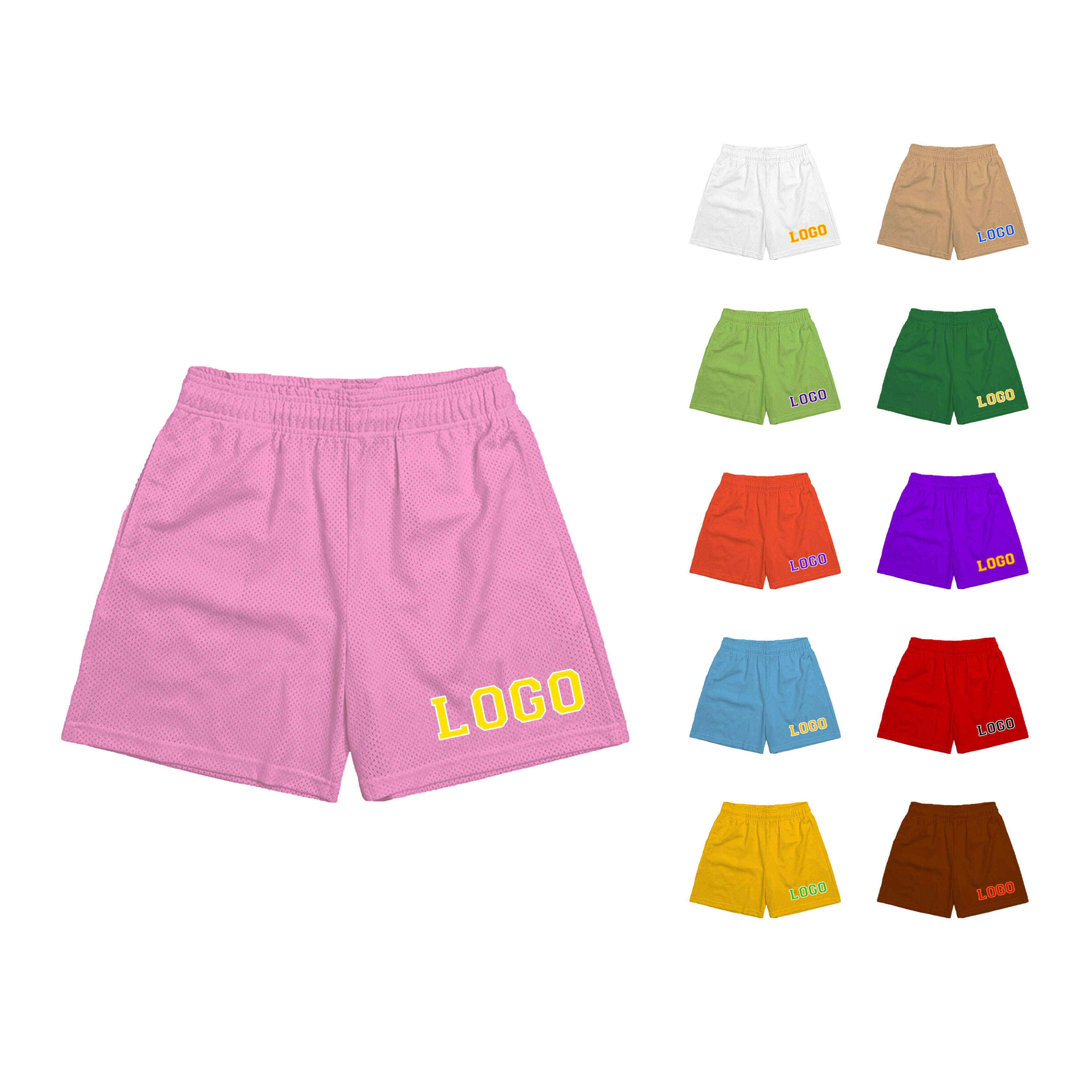 Summer Beach style Double Layer Mesh Shorts Zipper Pocket Polyester Sublimated Full Custom