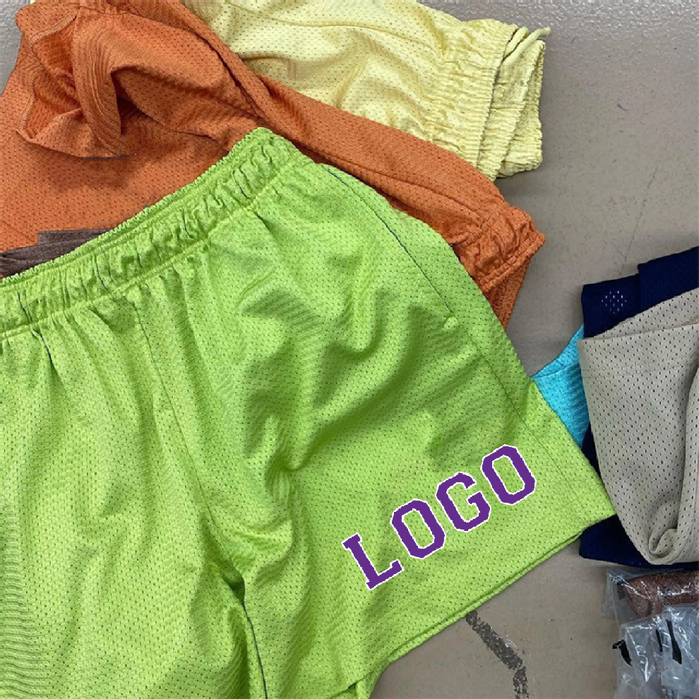 Summer Beach style Double Layer Mesh Shorts Zipper Pocket Polyester Sublimated Full Custom