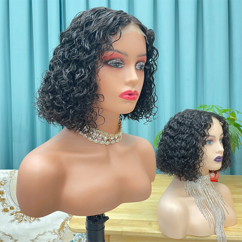 Cheap Short Bob Transparent Hd Lace Human Hair Wig 8-14inch Mink Brazilian Hair Wig 4x4 Closure Short Bob Wigs For Black Women