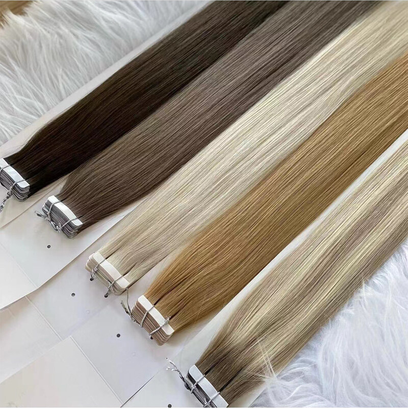 Hot Sale 12A Russian Double Drawn Blond Tape Ins Raw Virgin 100% Natural Tape In Human Hair Extension